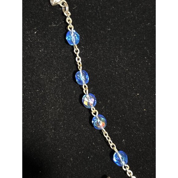 Vintage Rosary With AB Blue Glass Beads & Silver Crucifix Pendant Italy - Picture 3 of 7